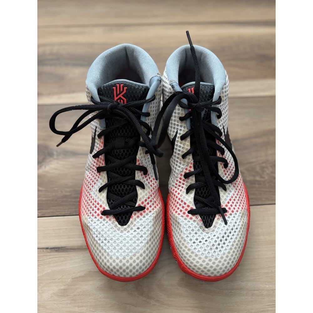 Nike Kyrie 1 “Home” Infrared Basketball Shoes White Red Black Mesh High Top 8.5